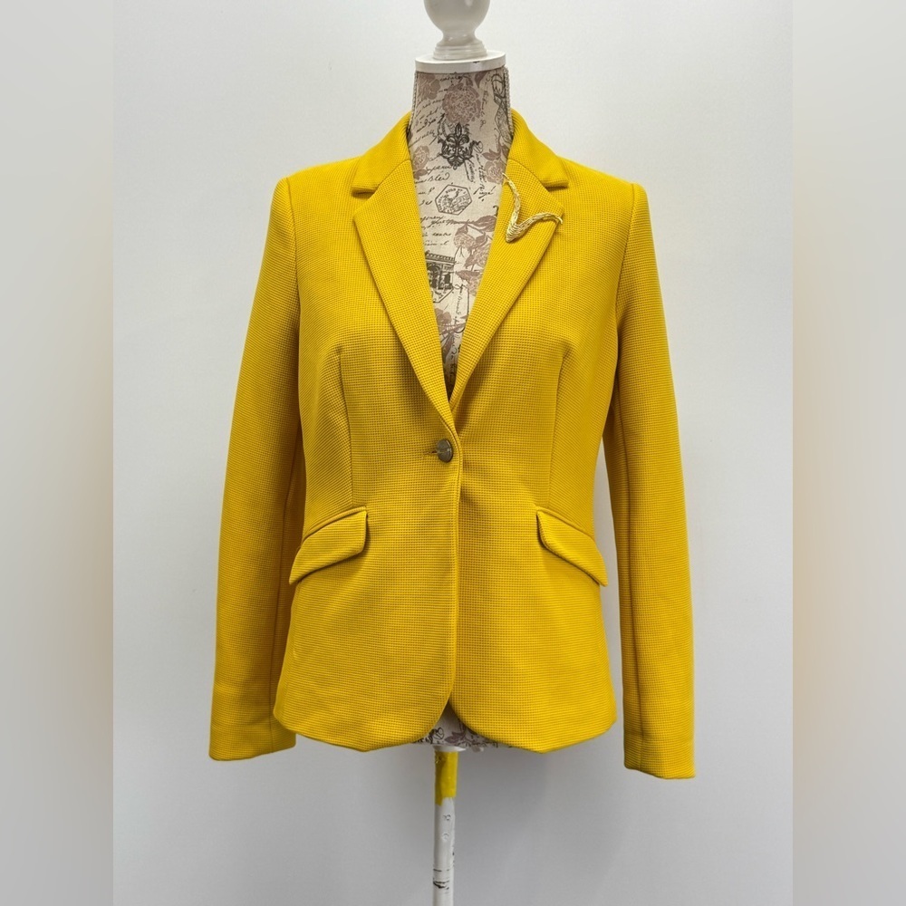 JULES & LEOPOLD Women's bright yellow textured blazer size S - Picture 6 of 14